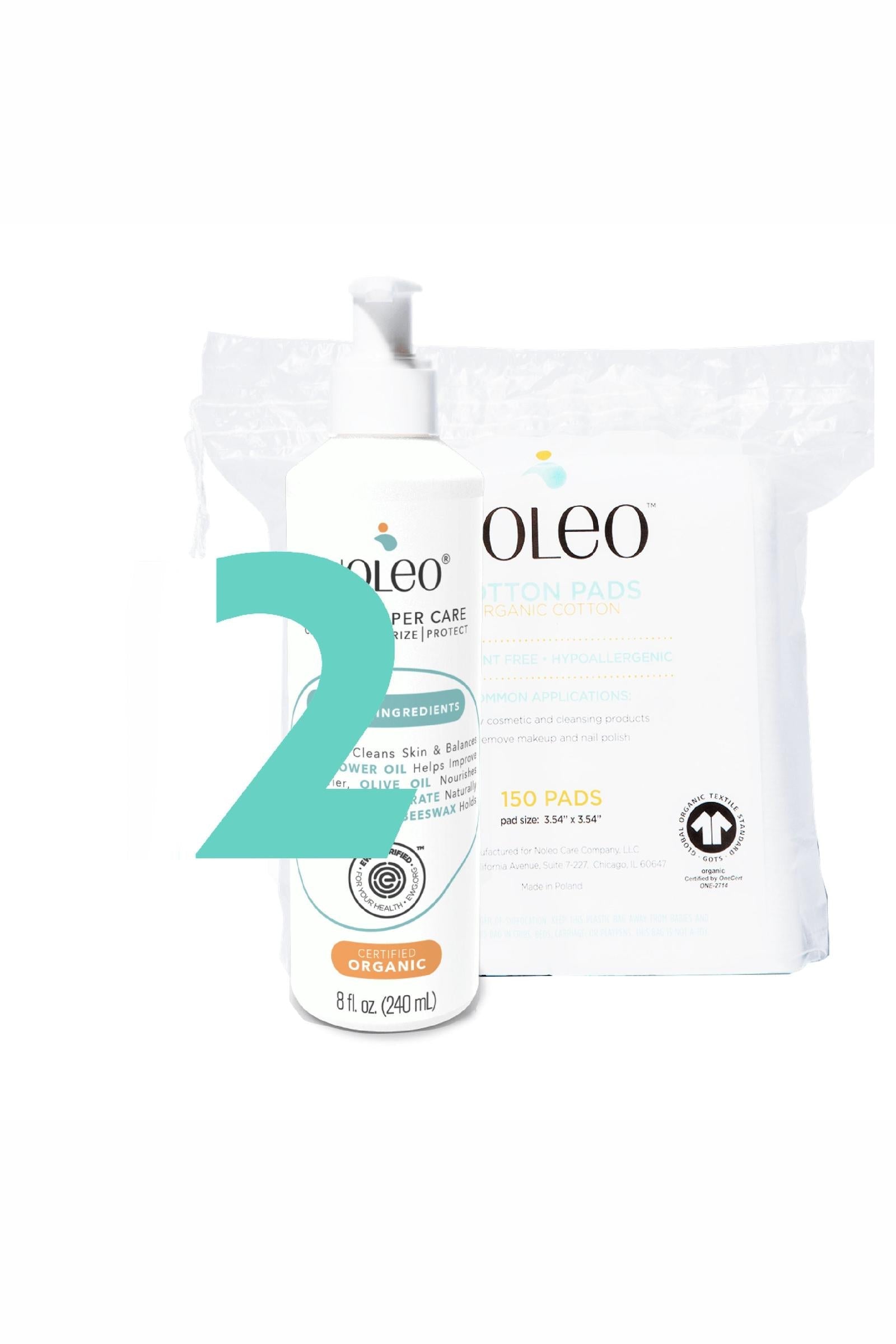 NOLEO Diaper Rash Cream & Cotton Pads, Bundle