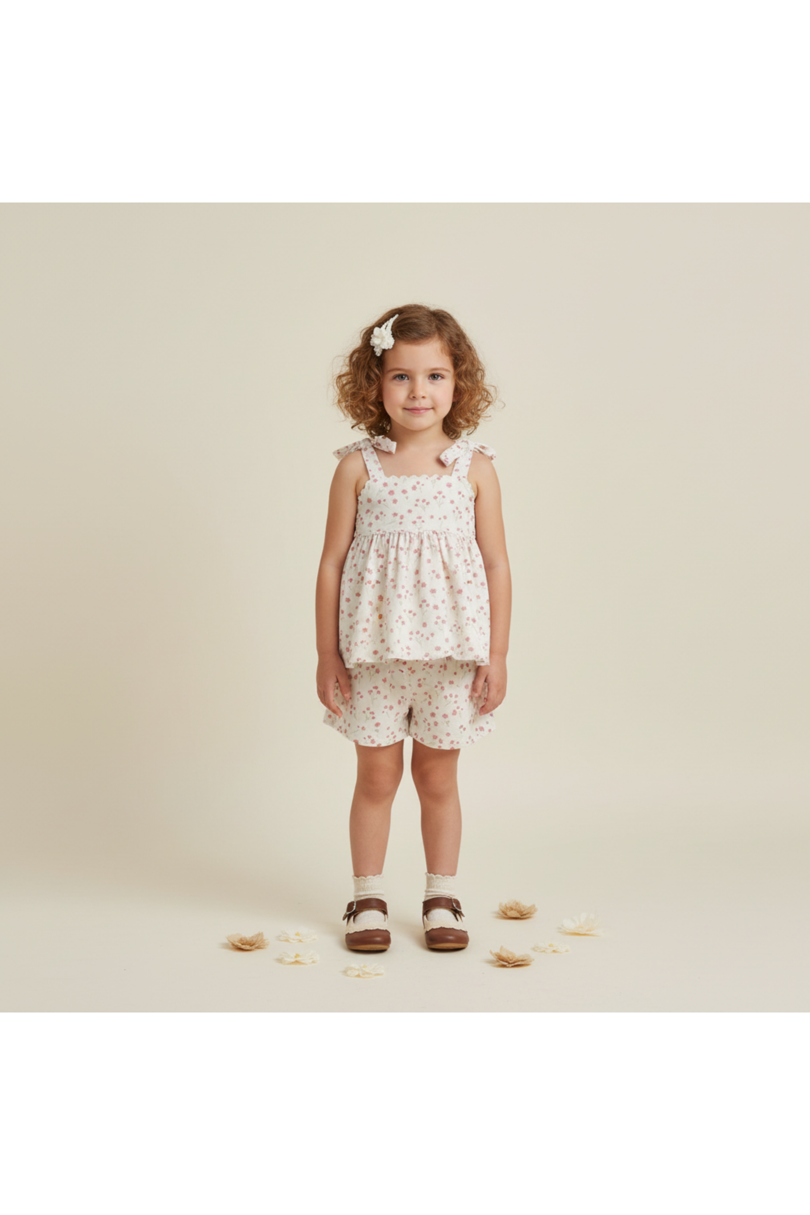 Organic Tie Up Top & Shorts Set - Pink  Bloom