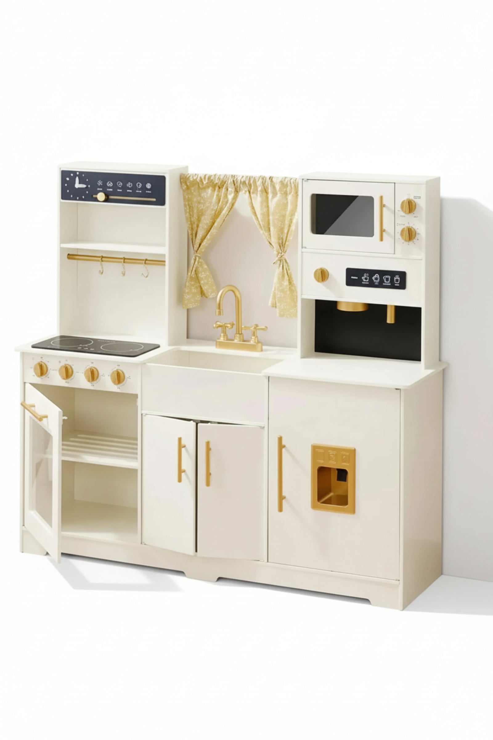 Iconic Wooden Play Kitchen, Cream, Pretend Cooking Set, Toddler & Kids