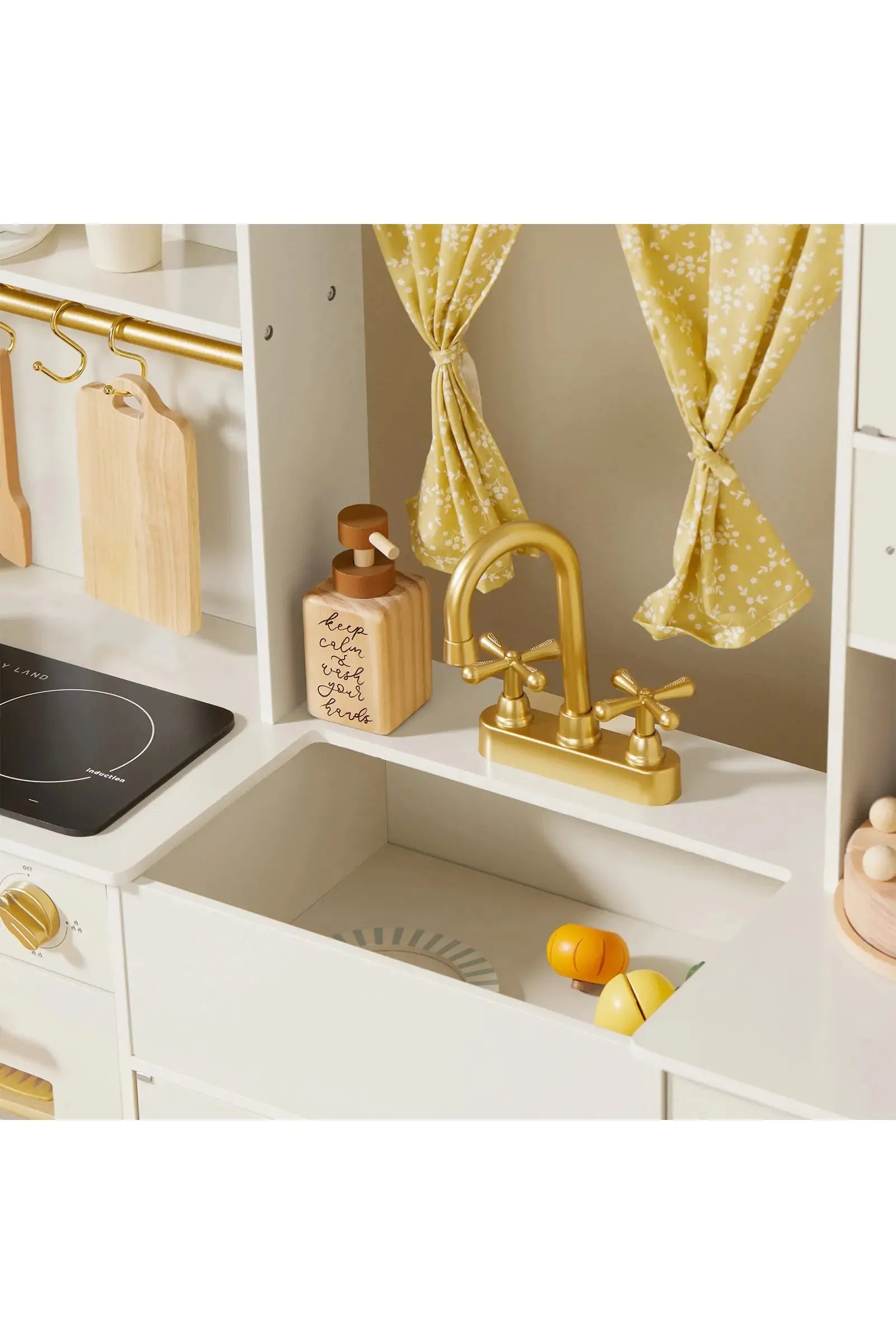 Iconic Wooden Play Kitchen, Cream, Pretend Cooking Set, Toddler & Kids
