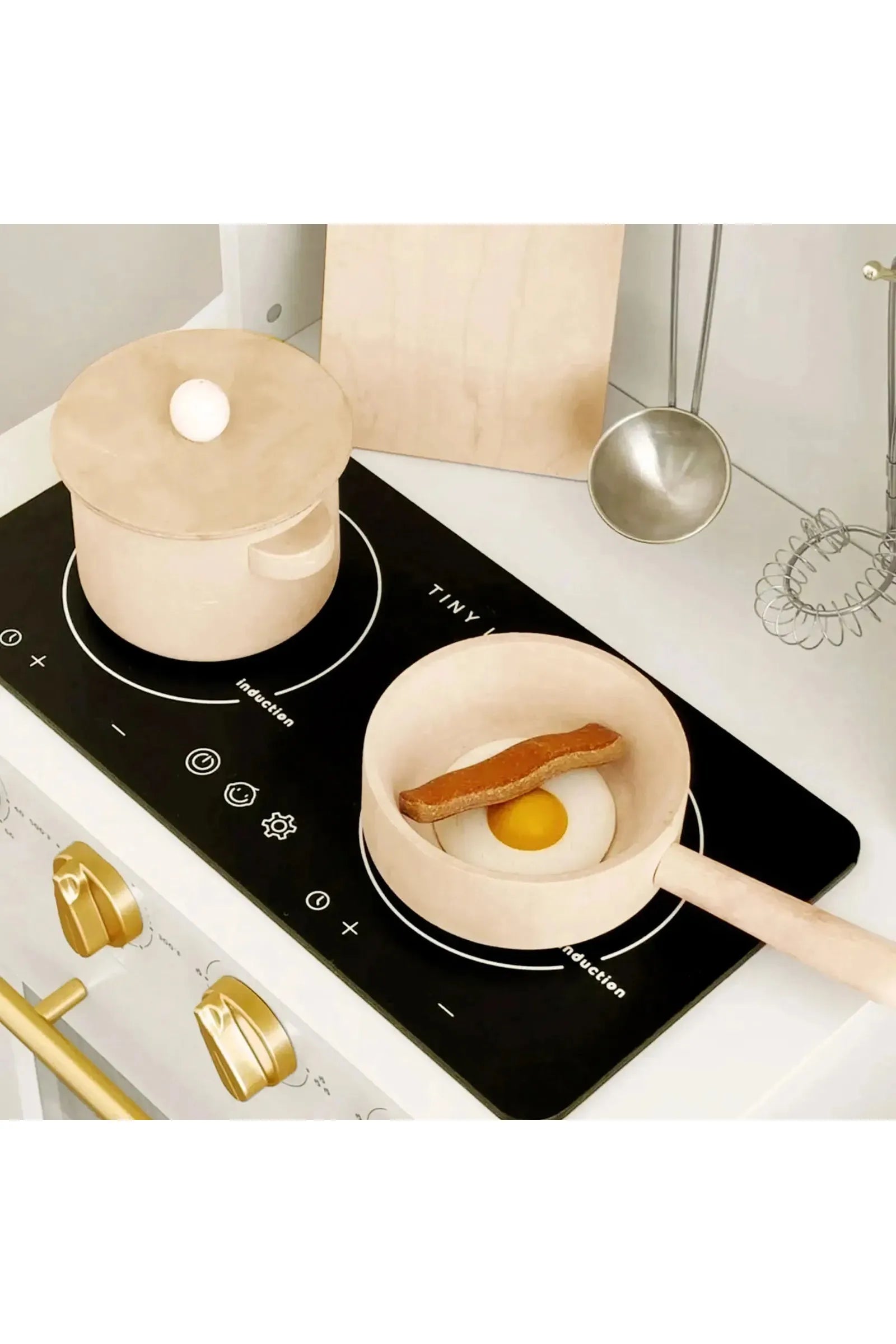 Iconic Wooden Play Kitchen, Cream, Pretend Cooking Set, Toddler & Kids