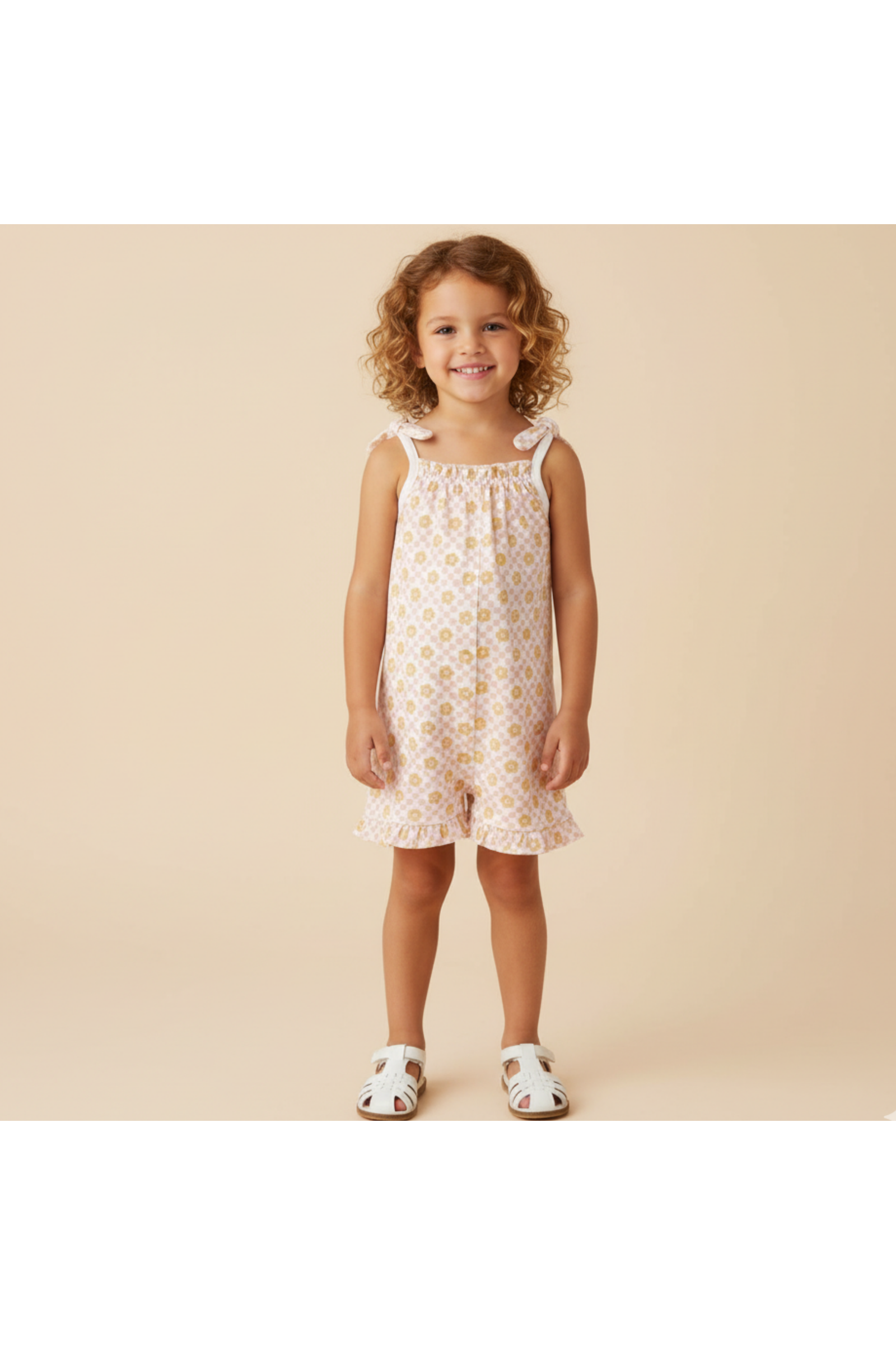 Organic Ruffle Jumpsuit - Pop Floral