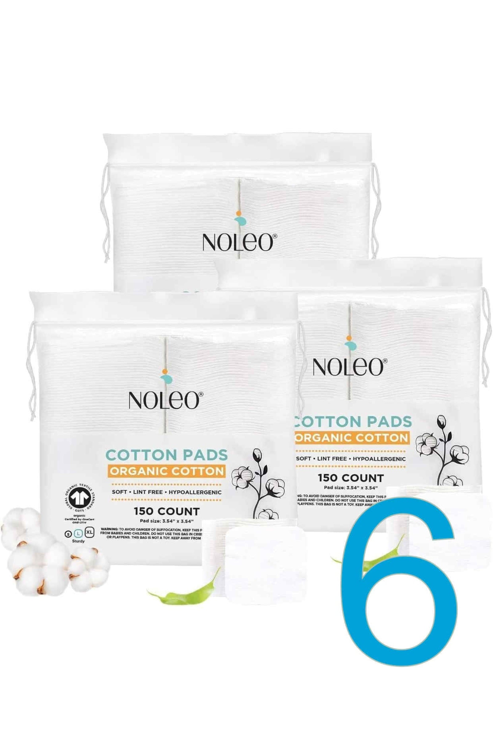 NOLEO Organic Cotton Pads - Large 3.54"x3.54"