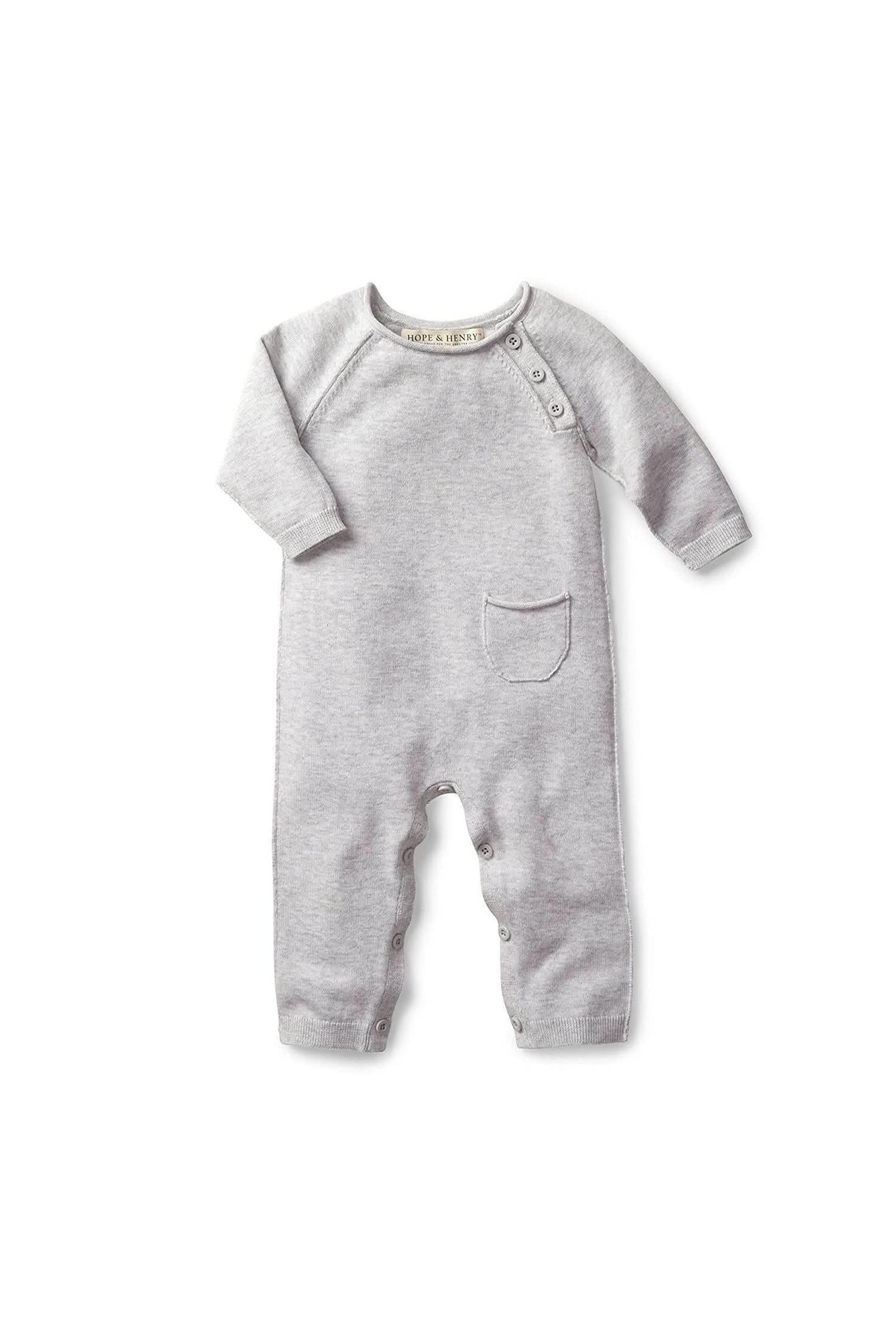 Organic Cotton Raglan Sweater Romper & Jacquard Blanket Gift Set for Babies, Gray