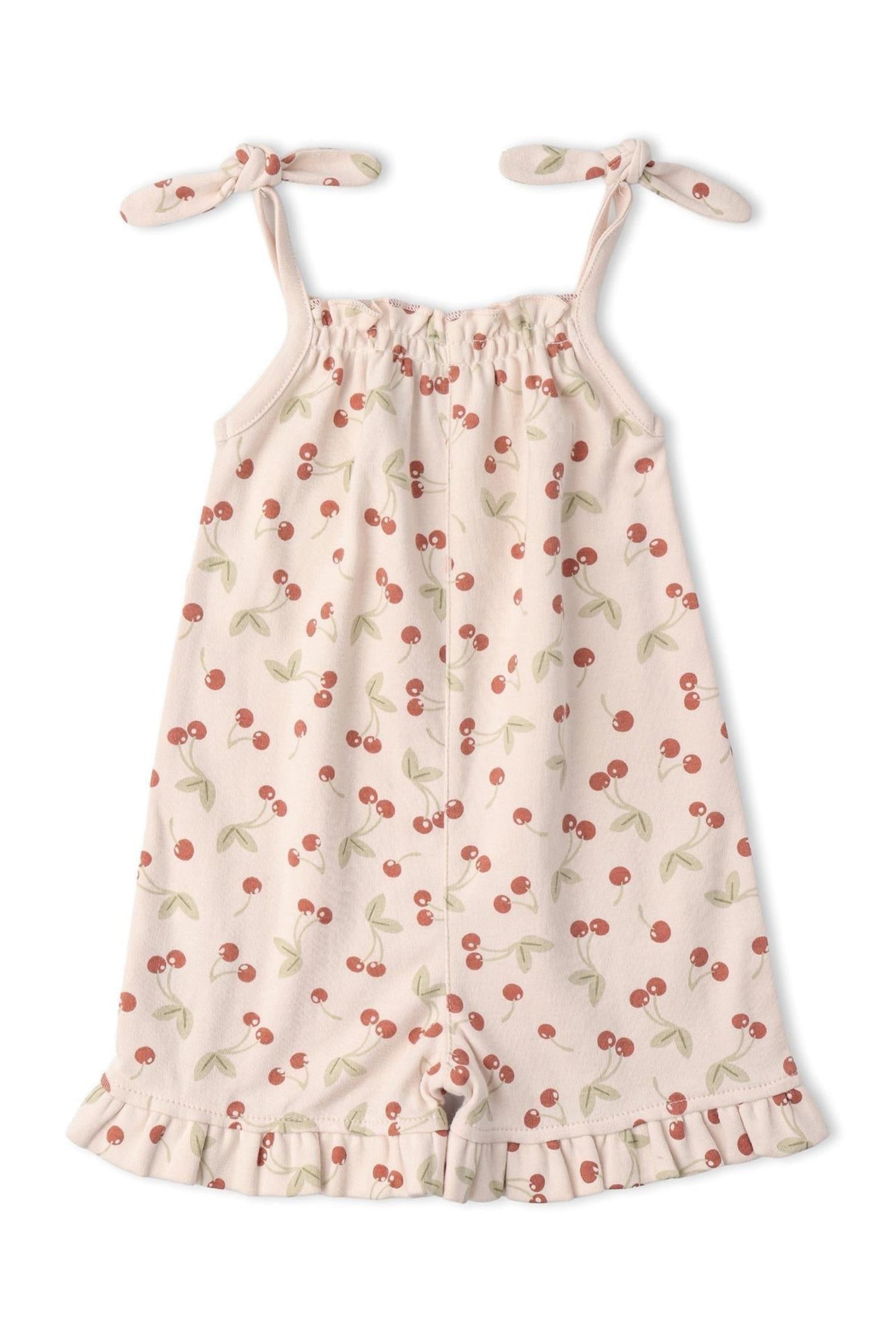 Organic Ruffle Jumpsuit - Cherry