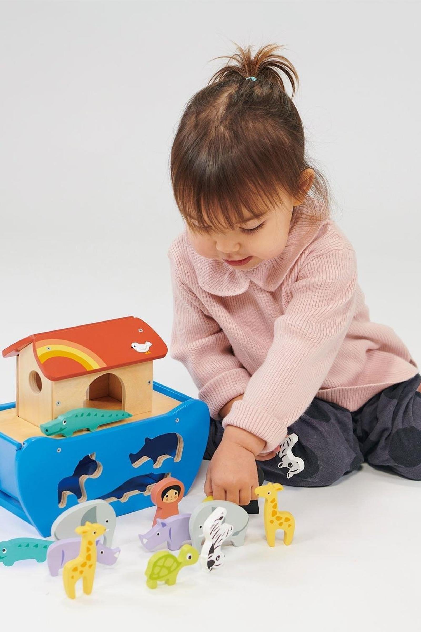 Wooden Shape Sorting Animal Ark for Toddlers