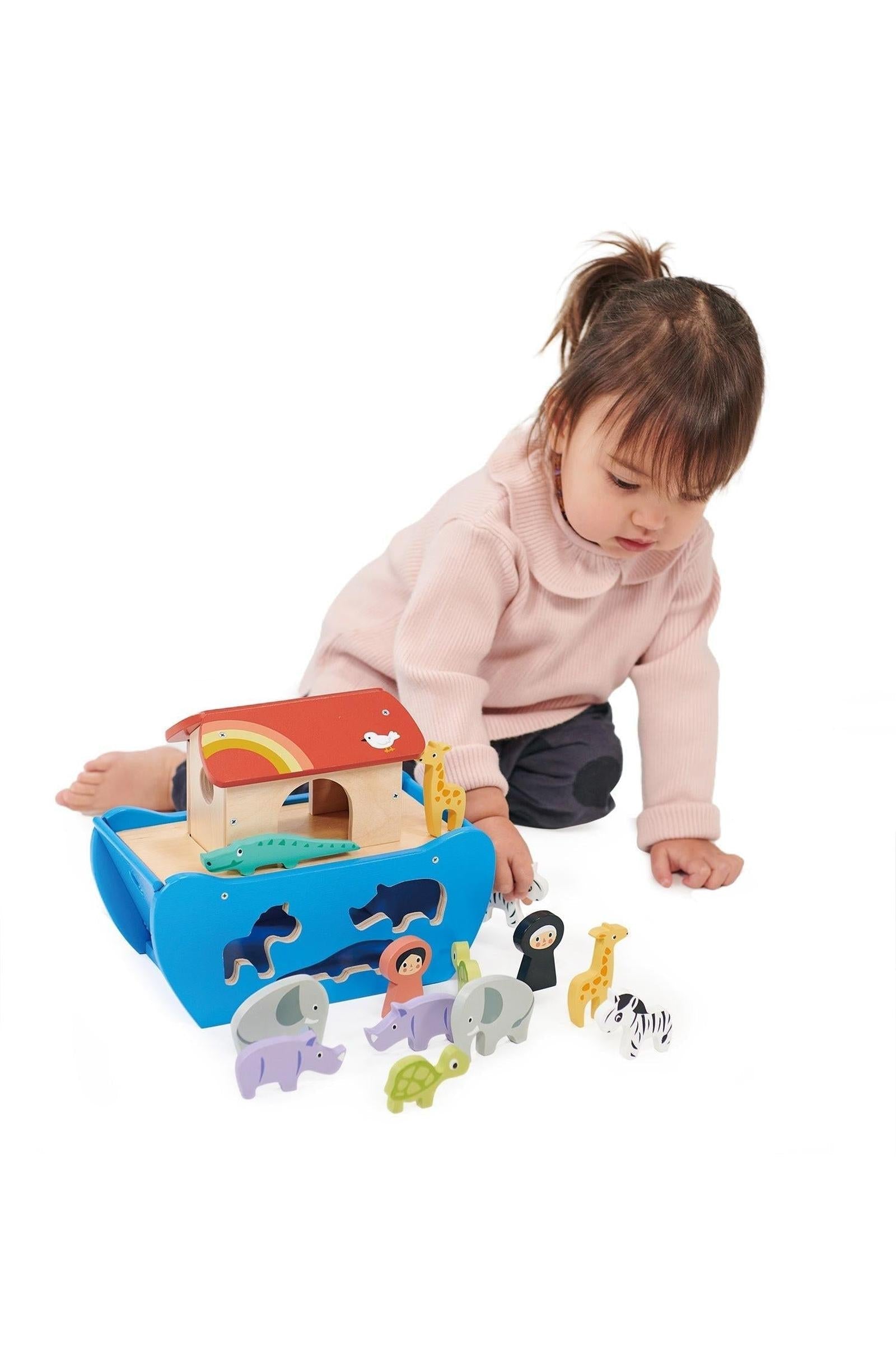 Wooden Shape Sorting Animal Ark for Toddlers