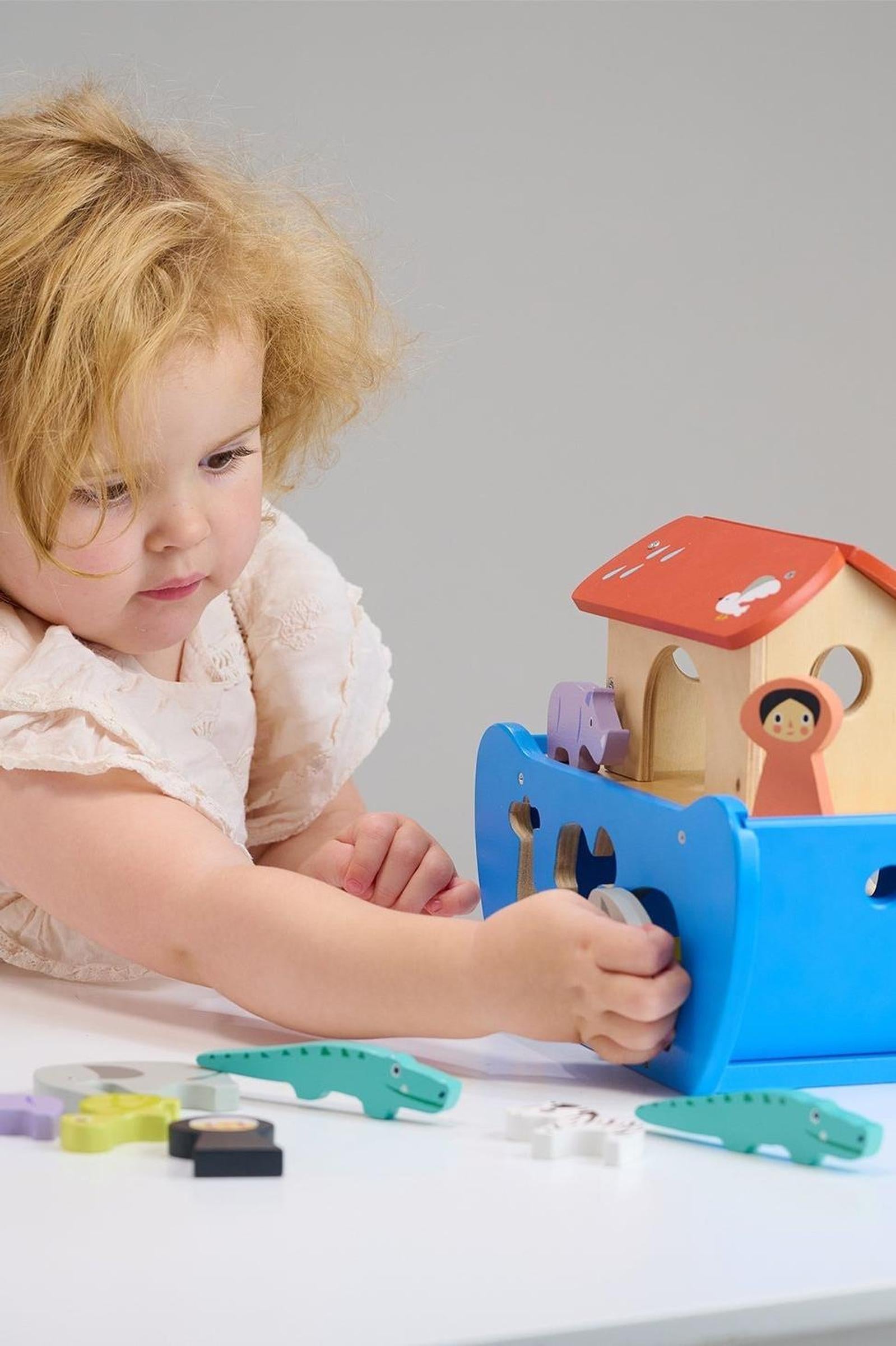 Wooden Shape Sorting Animal Ark for Toddlers