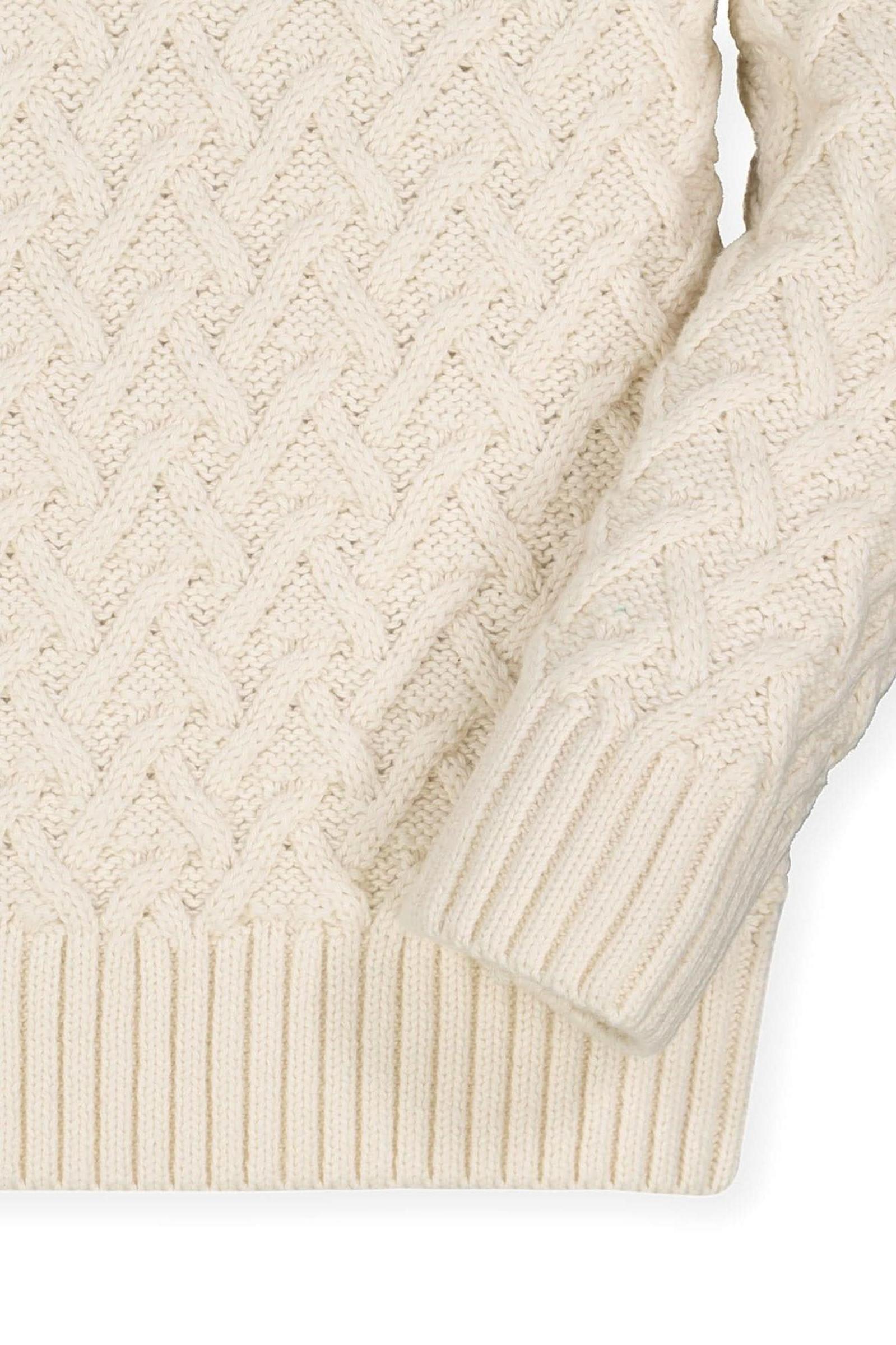 Shawl Collar Organic Cotton Cable Sweater for Boys, Ivory, Sizes 2T-12