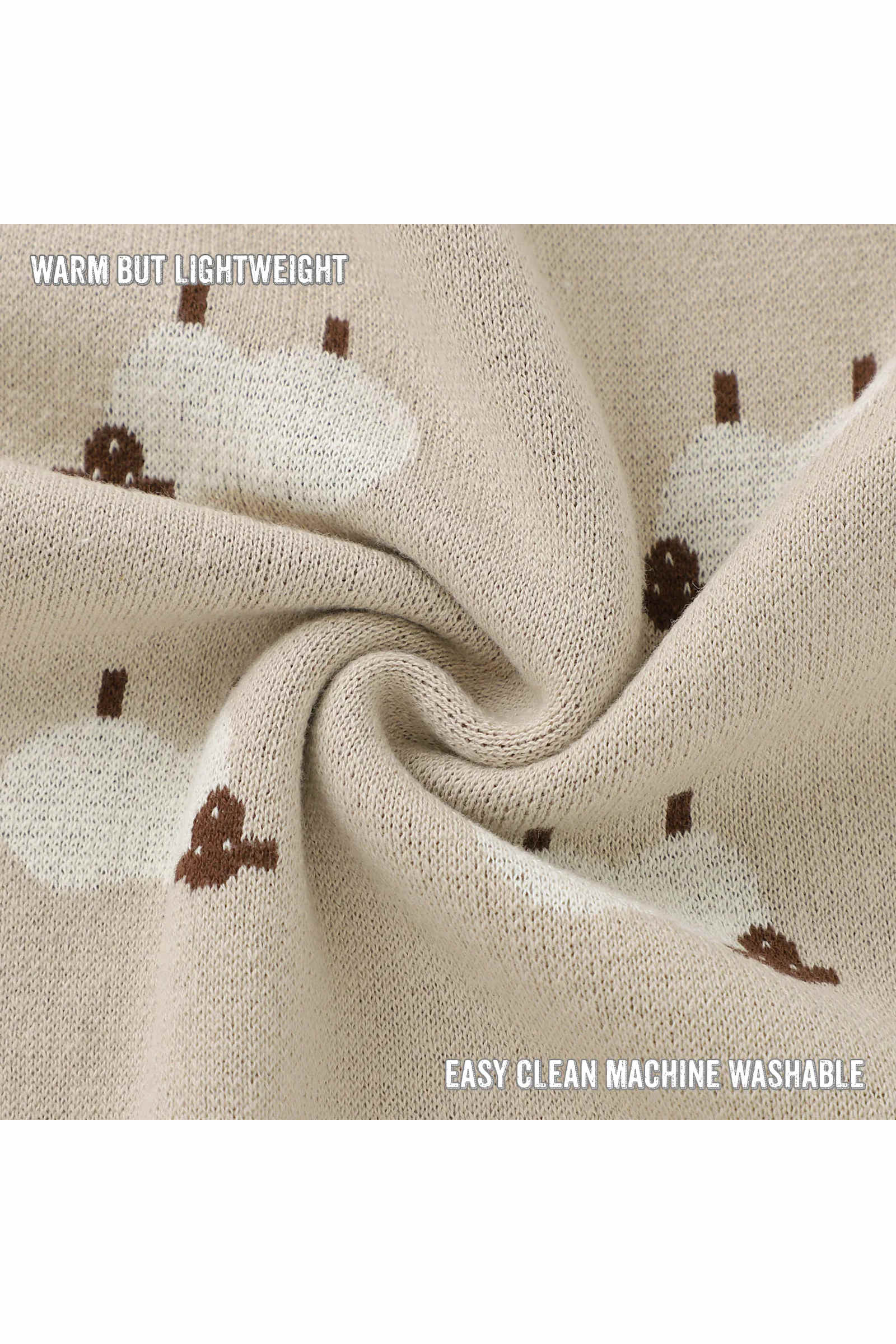 Sheep Knit Luxury Swaddle Blanket, 100% OEKO Tex Pima Cotton