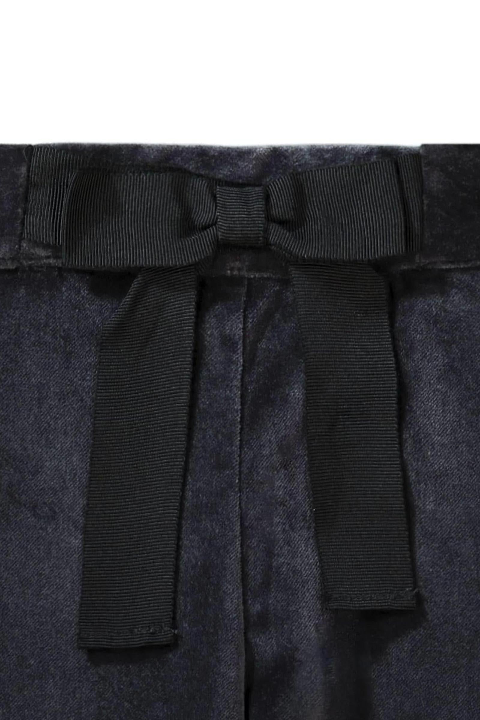 Organic Cotton Straight Dressy Pants with Bow for Baby Girls, Black