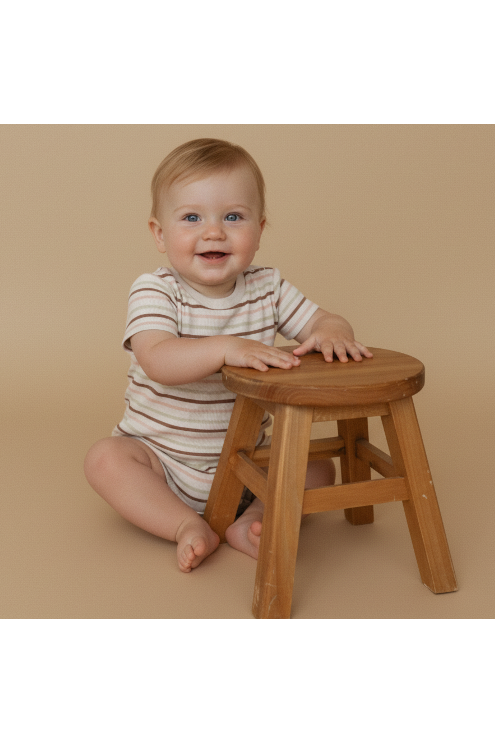 Organic Short Sleeve Bubble Romper - Terra Stripes