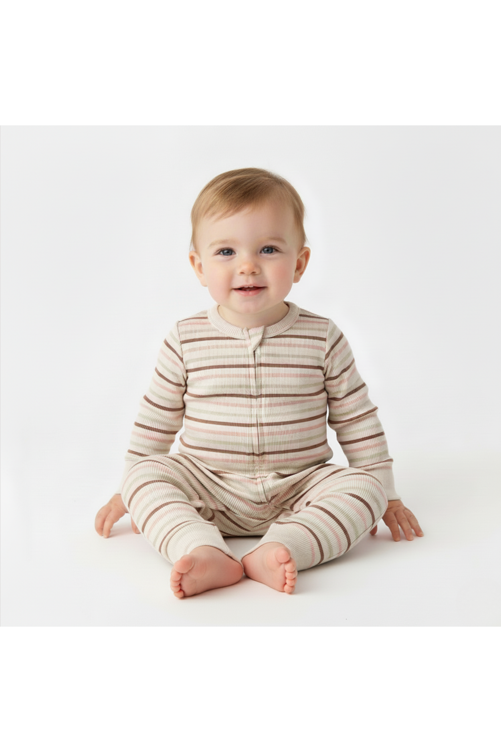 Organic 2-Way Zip Romper - Terra Stripes