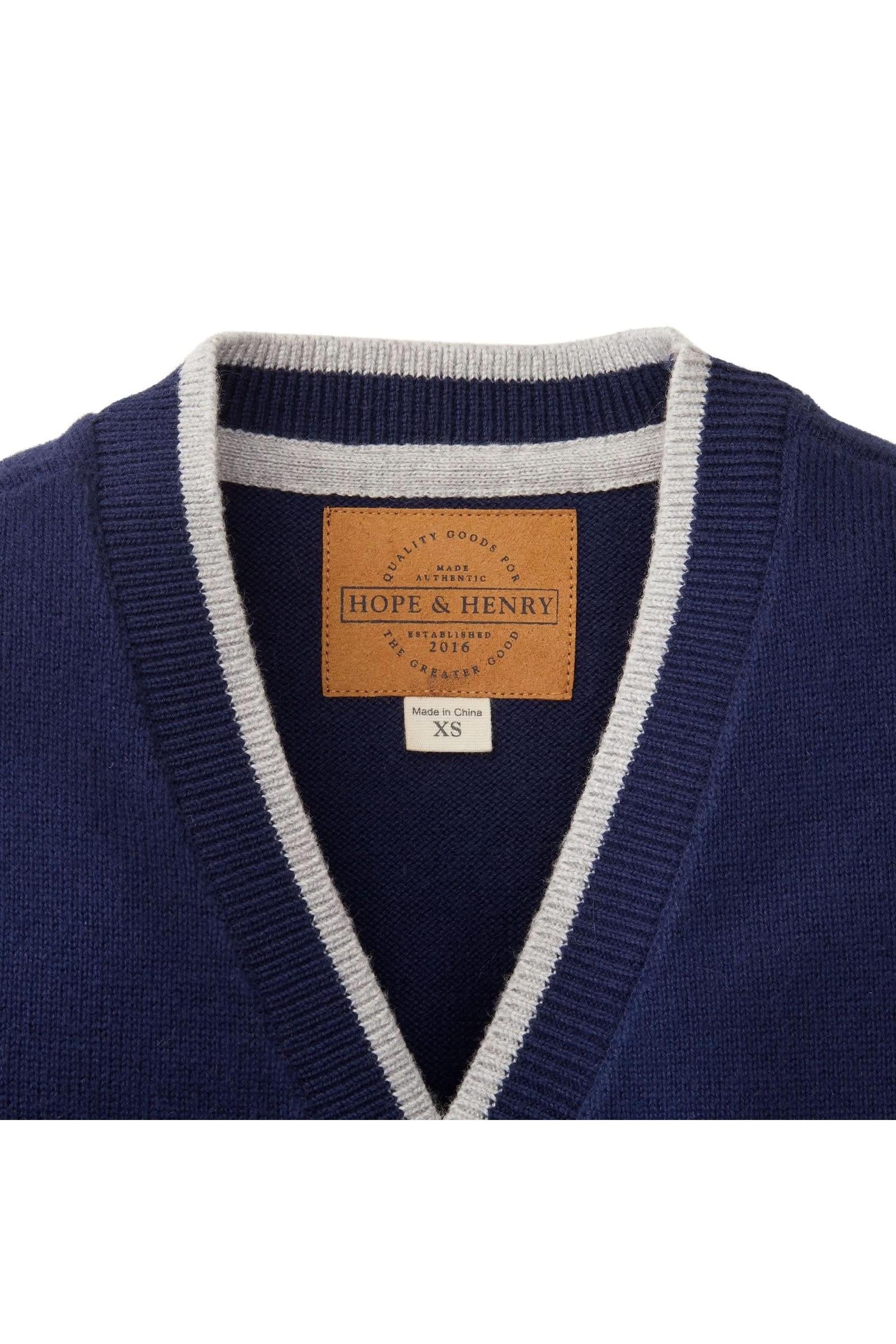 Tipped Organic Cotton Cardigan with Elbow Patches for Boys, Navy, Sizes 2T-14