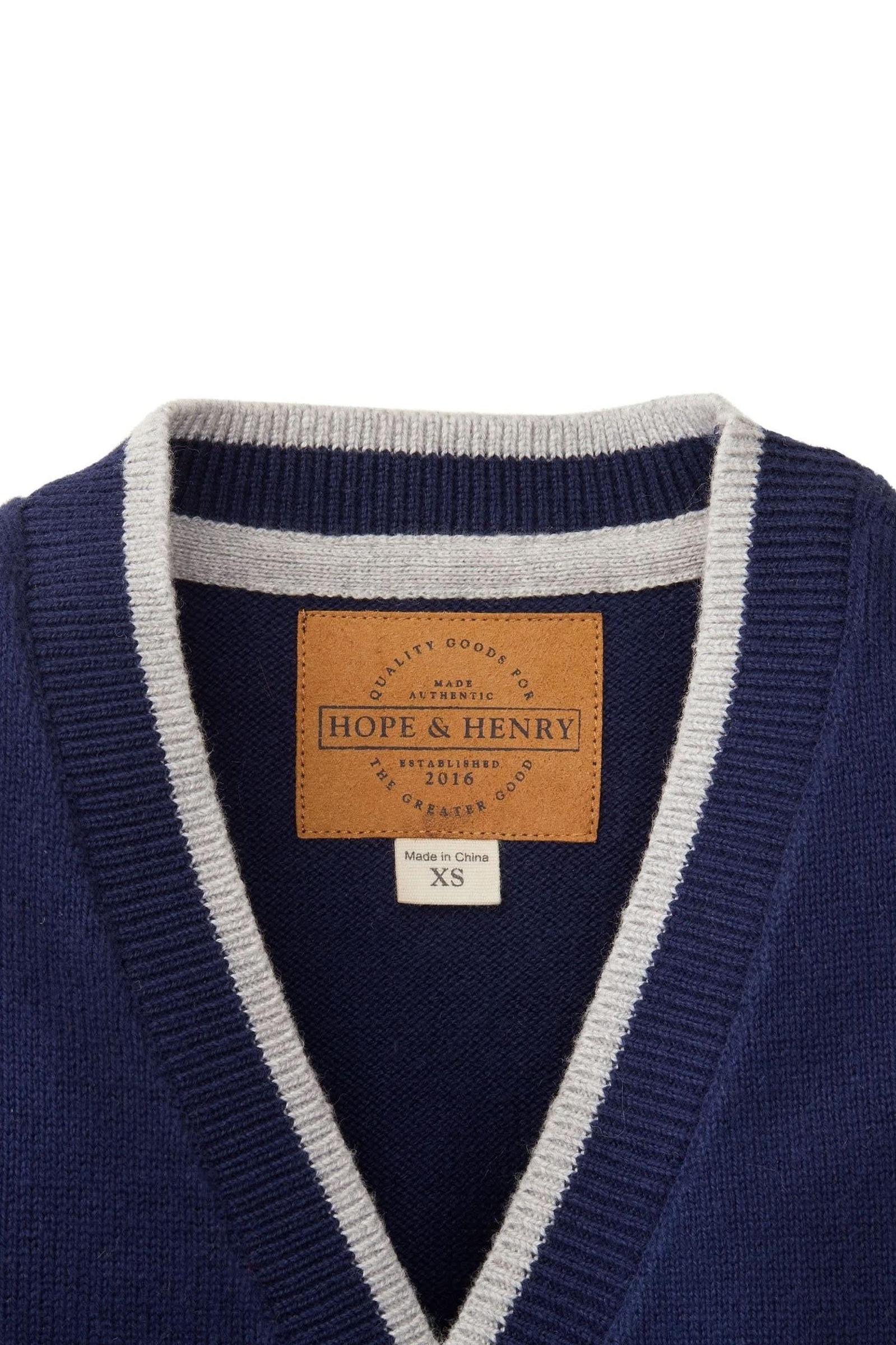 Tipped Organic Cotton Cardigan with Elbow Patches for Baby Boys, Navy