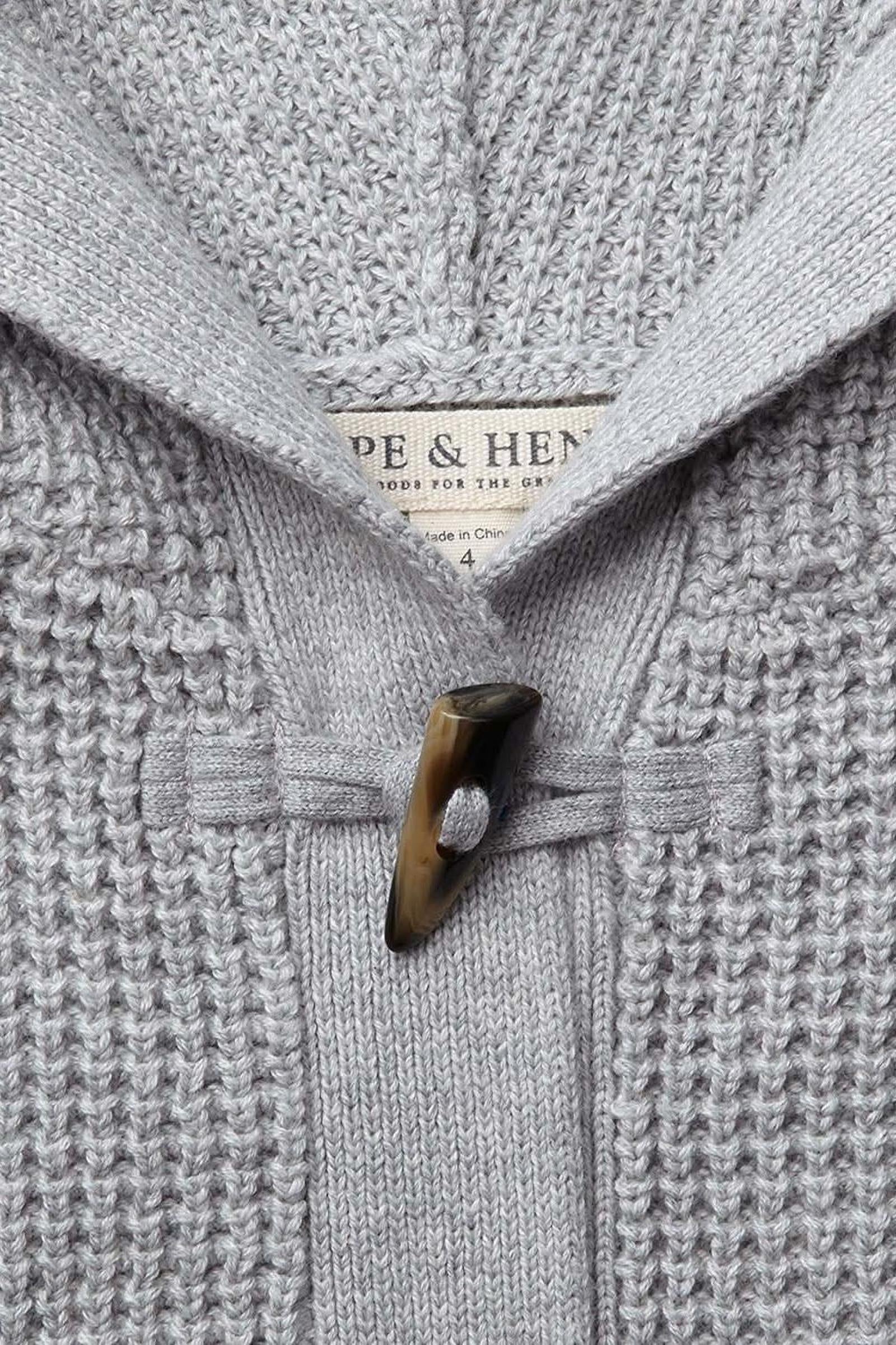 Organic Cotton Waffle Stitch Hooded Baby Sweater, Gray